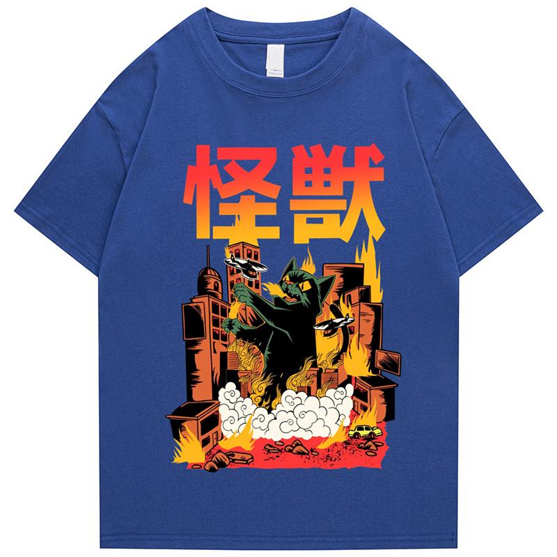 2026 Unisexs Hip Hop Tshirt Street Apparel Japanese Monster Harajuku Retro Poster Print Tshirt Summer Casual Short Sleeve Top