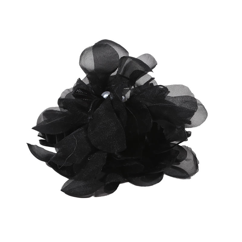 

Шифоновые клипсы с цветами и оборками для женщин, темпераментные, богемные, большие, цветочные, клипсы, заколки, аксессуары для волос, высокое качество One Size чёрный