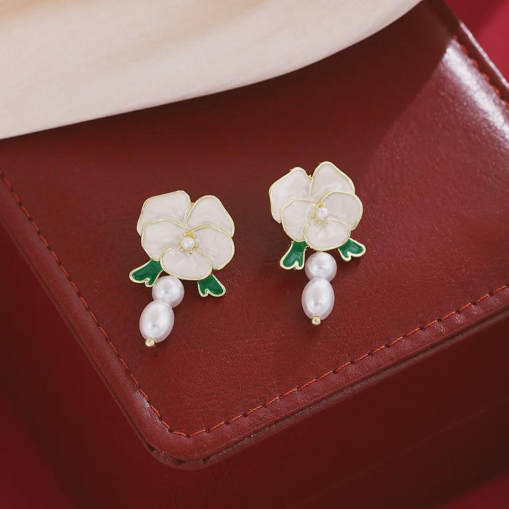 Silbernadel Retro Kamelie Perlenohrringe: Französischer Waldstil, Leichter Luxus, High-End-Mode für Frauen