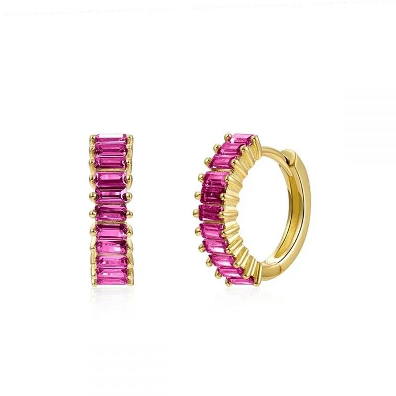 CRMYA Copper Gold Plated Earring Set For Women Color CZ Zircon Piercing Clip Hoop Dangle Earrings For Women Jewelry Wholesale