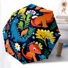 1pc Dino Flora Pattern Automatic Folding Umbrella - Compact 8-Rib Design, Durable Plastic & Iron, Lightweight for Outdoor Daily Use041