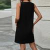 Women Summer Casual Crew Neck Sleeveless Dress Knee Length Dress