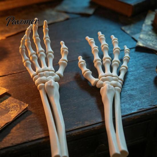 Mano Scheletrica Articolata 1 Paio Stampa 3D Accessorio di Halloween, Ornamento da Scrivania Gotico Modellabile Artiglio Osseo Decorazione per Casa Infestata, Festa Spettrale
