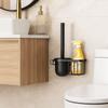 Rustproof Toilet Brush Holder Nail Free Installation Hygienic Wall-Mounted Toilet Brush with Hook No Dead Angle Toilet Brush