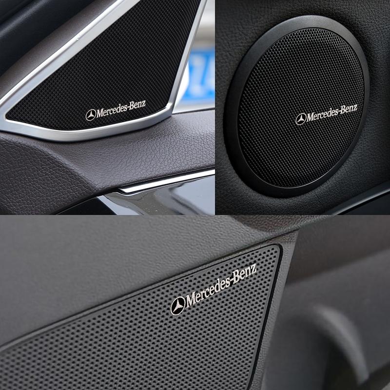 AAVN1 3D Aluminum Car Audio Speaker Decorate Badge Sticker Accessories For Mercedes Benz AMG A B C S Class CLA GLB W108 W124 W126 W140