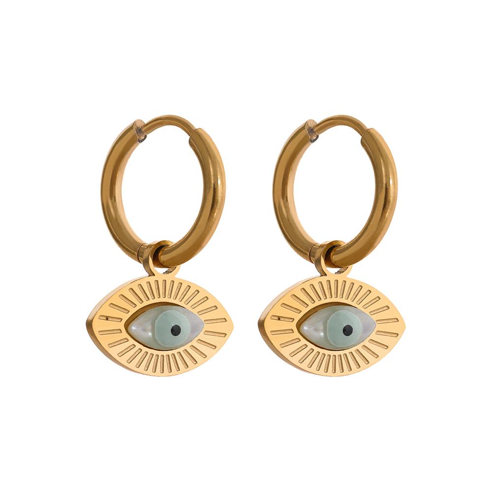 

Yhpup Stainless Steel Turkey Evil Eye Hoop Earrings Trendy Fashion Jewelry for Women Charm Bijoux