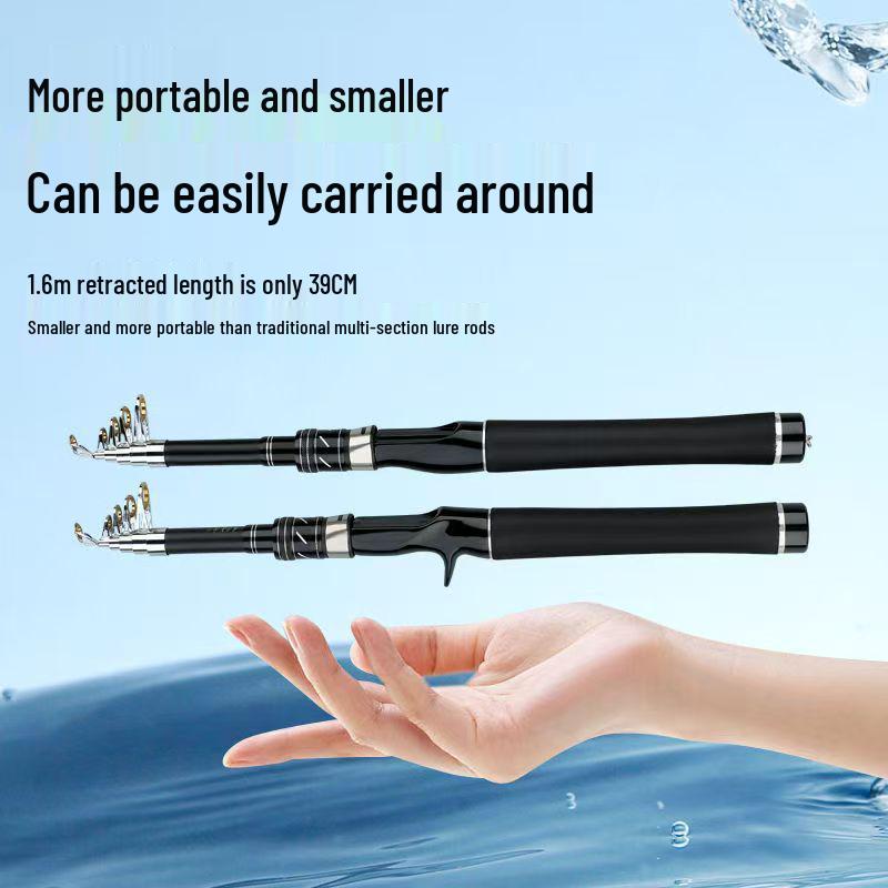 Portable Carbon Fiber Telescopic Mini Lure Rod & Baitcasting Reel Set for Long Cast