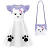 Kids Girls Anime Cartoon Printed Bear Pajamas Ruffle Dress Wig Set Halloween Cosplay Costumes
