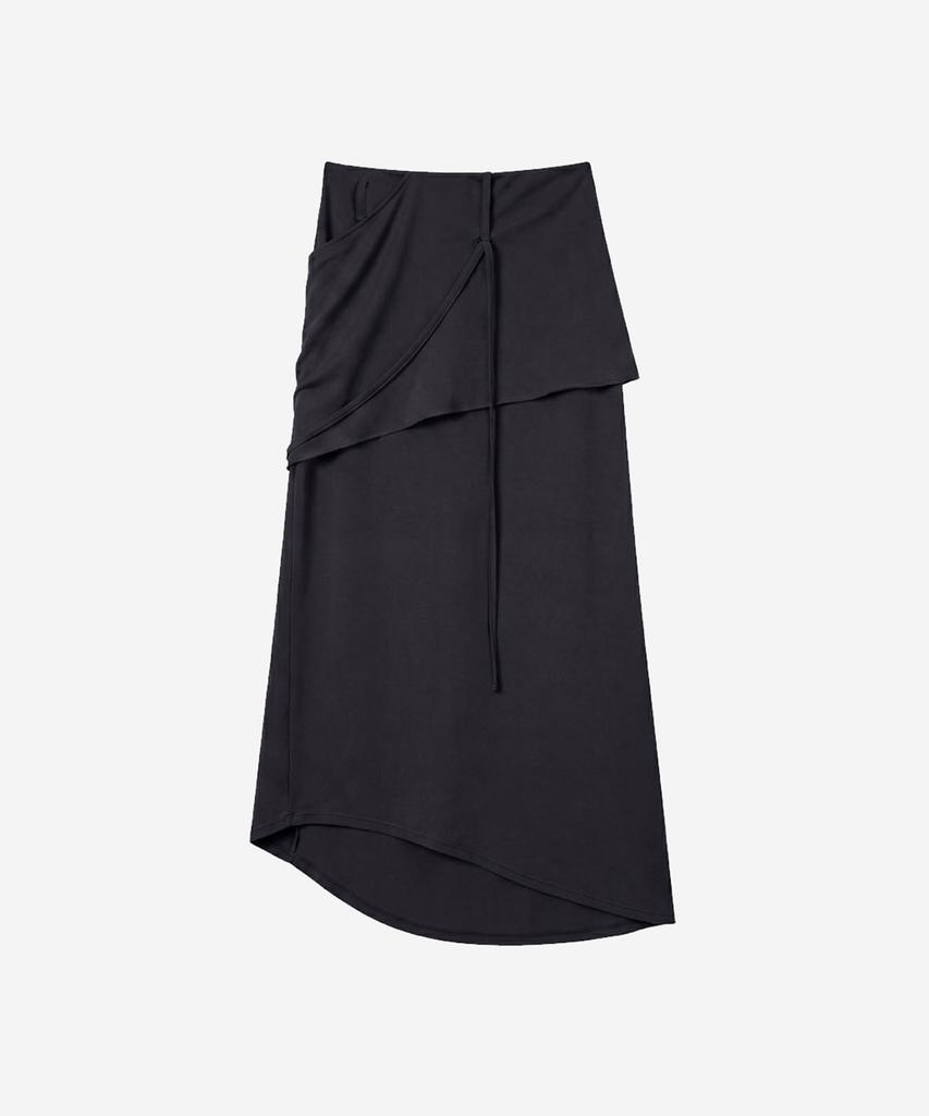 Blr Asymmetric Layered Maxi Skirt Black