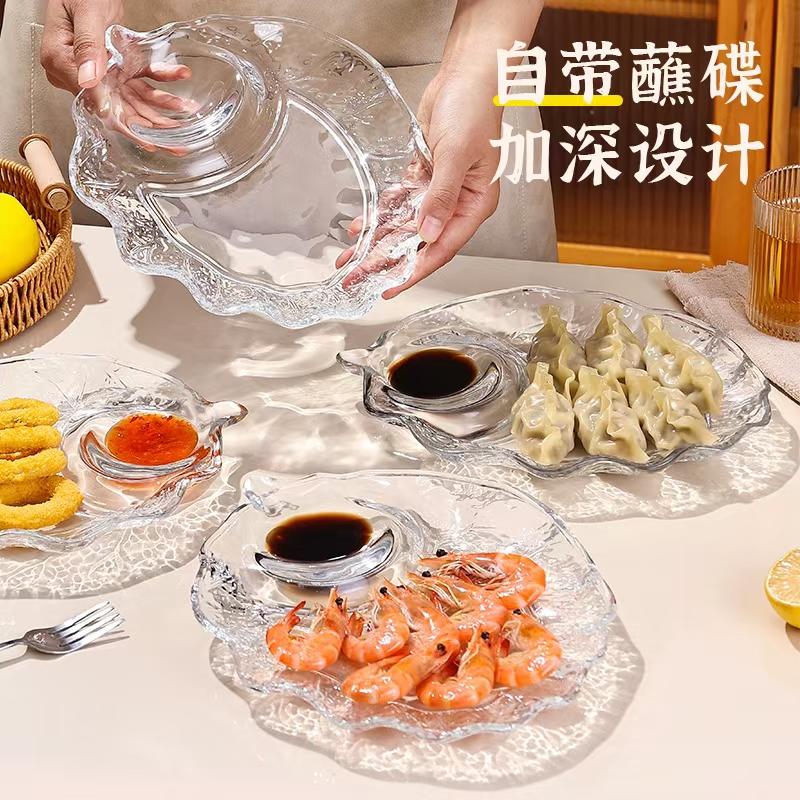 2pcs Leaves Dumpling Plates Transparent Household Dim Sum  Snack Fruit