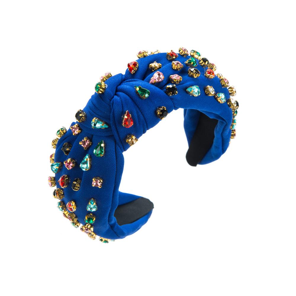 New Retro Baroque Colorful Crystals Headband Women's Fashion All-Match Wide-Brimmed High Skull Top Hair Accessories