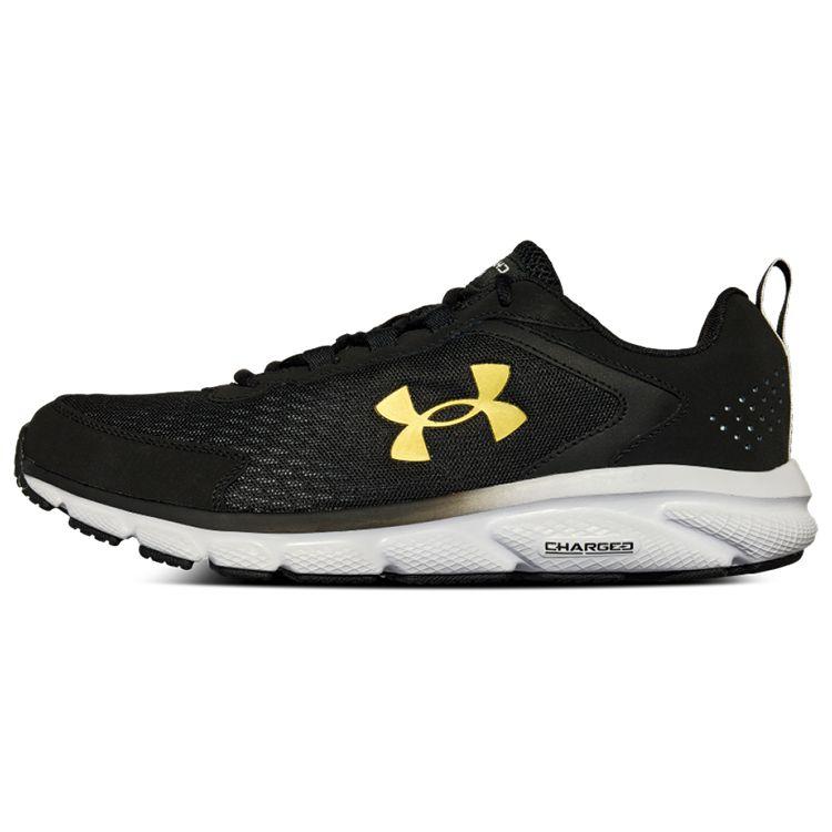 Under Armour Charged Assert 9 Comfortable Fabric Low Top Casual Running Shoes Men Sneakers Black Gold 3025705-007