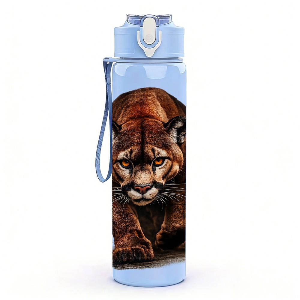 1PC Leopard Big Cat Portrait 750ml Color Plastic Sports Water Bottle Leakproof Flip Straw Lid Suitable for Sports Office Home Use