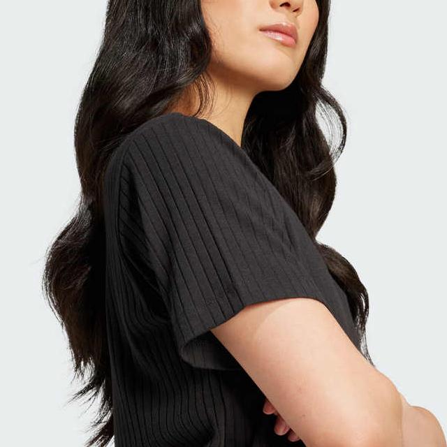 Adidas Originals Essentials Elastic Casual Simple Comfortable Soft Short Sleeve T-Shirt Women Tops Black JD1495