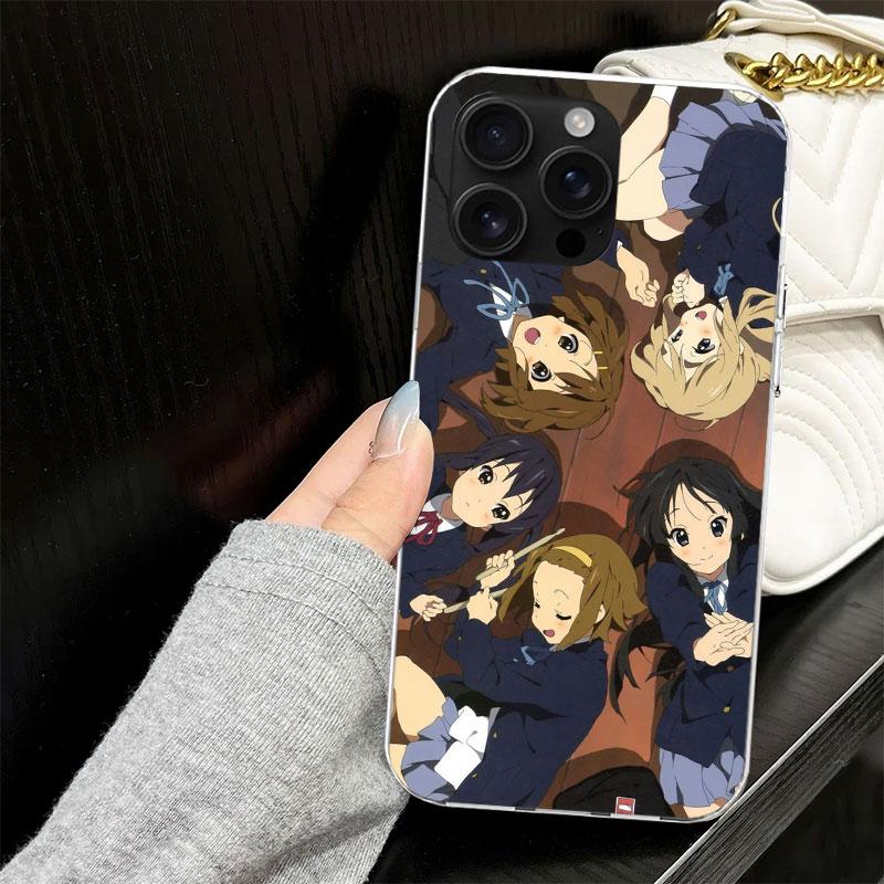 K On! Hirasawa Yui Anime Case for iPhone 17 Air 16 16E 15 14 11 Pro Max Soft Phone Cover 12 13 Mini 7 SE 2020 8 Silicone Black C
