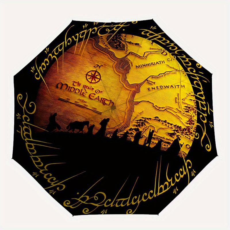Middle Earth Map: Fantasy World Art PrintUmbrella, Portable 3-Fold Compact Umbrella for Men & Women Gift