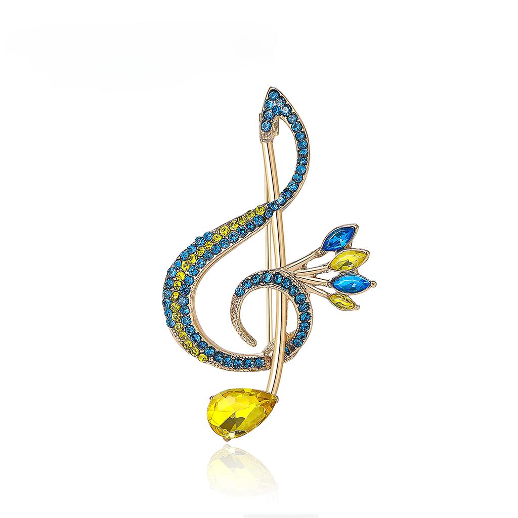 Luxury Rhinestone Music Note Brooches for Women Unisex Glamour Pins 5-color Available Casual Party Accessories Gifts