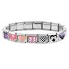 Pink Purple Butterfly Cherry Heart Tai Chi Bow Knot Italian Charm Link Fit 9MM Bracelet Stainless Steel Women Men DIY Making