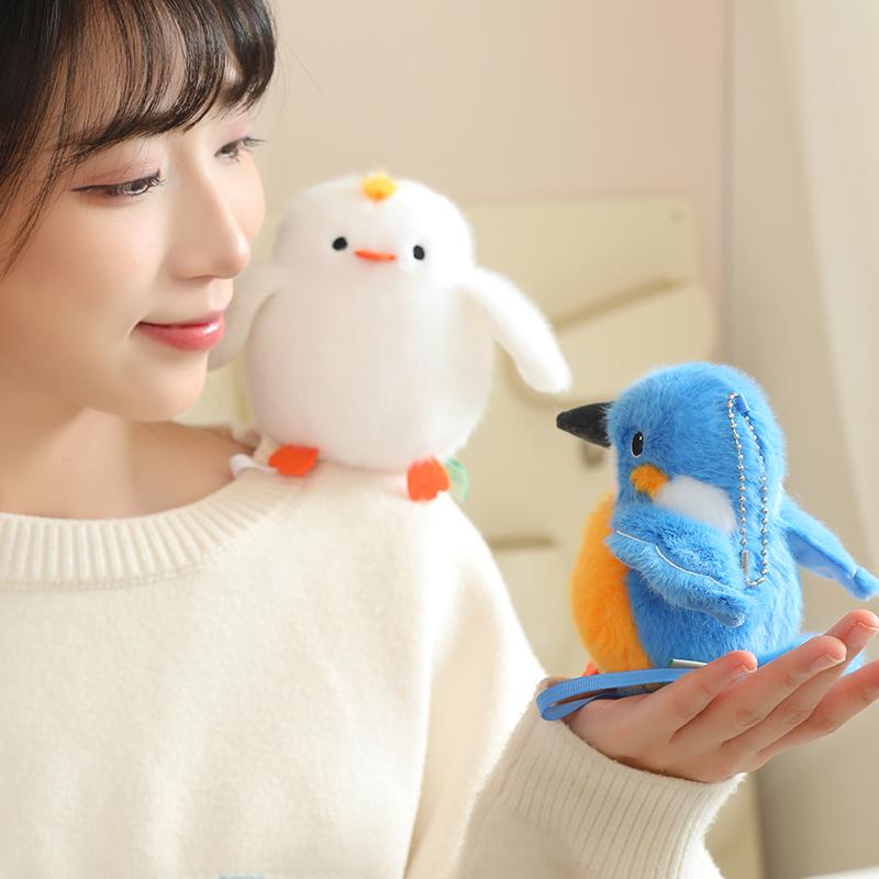 Cute Mini Standing Shoulder Pet Bird Plush Toy Fluffy Parrot Pigeon Stuffed Doll Pendant