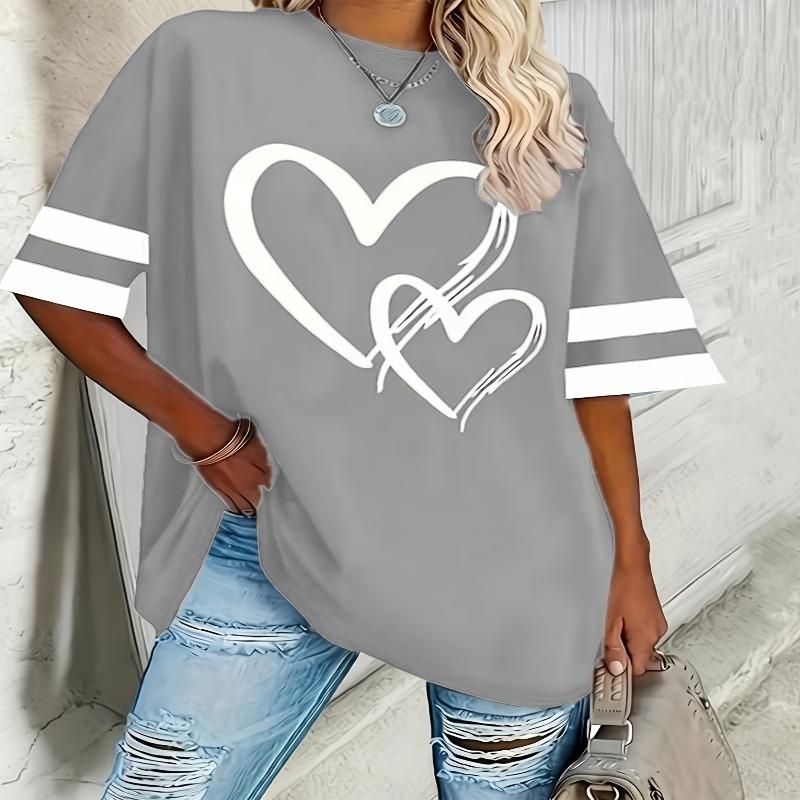 Women's casual short-sleeved love elegant and comfortable pullover T-shirt