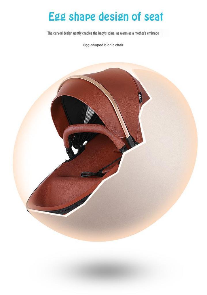 360° Rotating Baby Stroller: High View, Reclines, Foldable, Shock-Absorbing Eggshell Design
