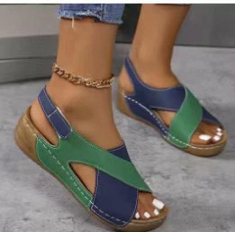 Roman Sandals Women's Summer Sponge Cake Thick Sole with Skirt, Casual Open Toe Versatile Beach Sandals