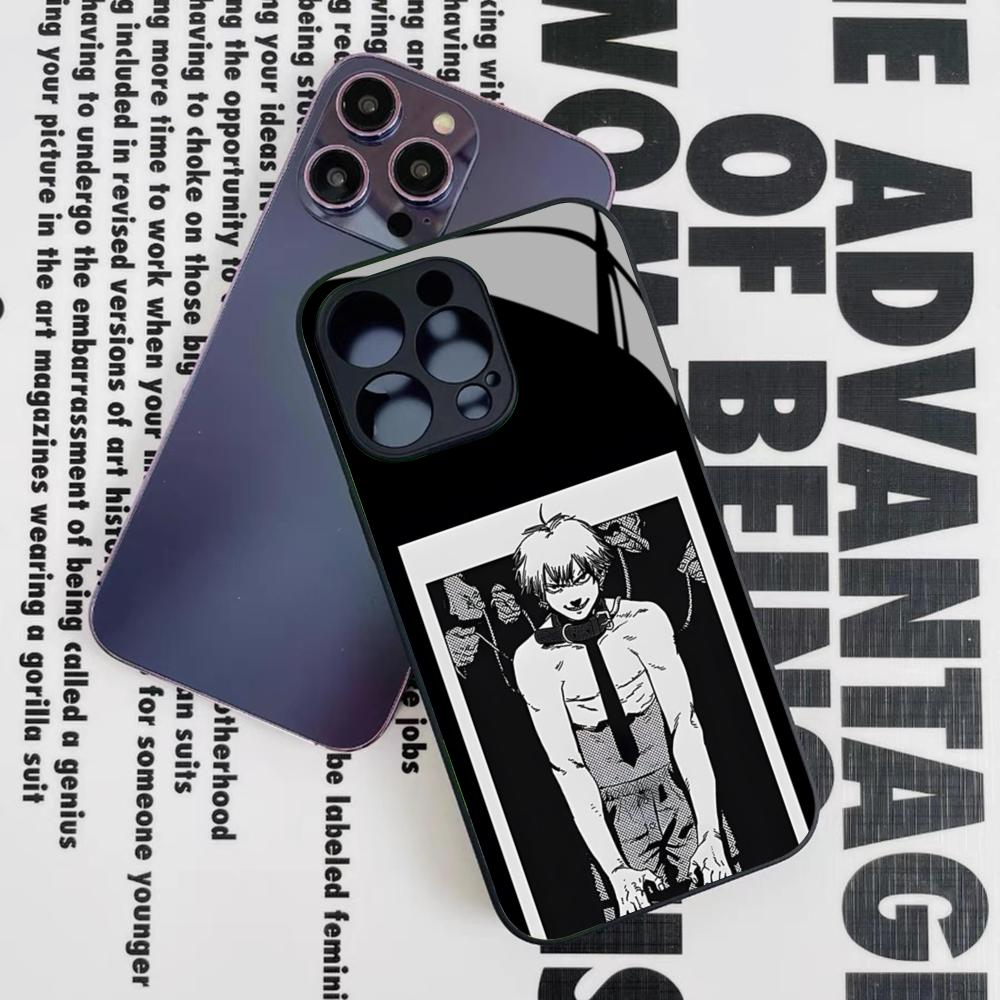 C-ChainsawS M-Man Aki Hayakawa Phone Case for Iphone 16 15 14 12 11 13 Pro Max Mini 8 X Xr Xs Puls Black Glass Cover