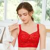 New big breasts show small dandelion embroidery without steel ring ultra-thin anti-sagging gathering underwear adjustment bra