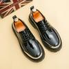 Luxusmarke Herren Bequeme Dicksohlige Schnür-Oxfords Modische Neue Herren Rundköpfige Rindsleder Freizeit-Lederschuhe