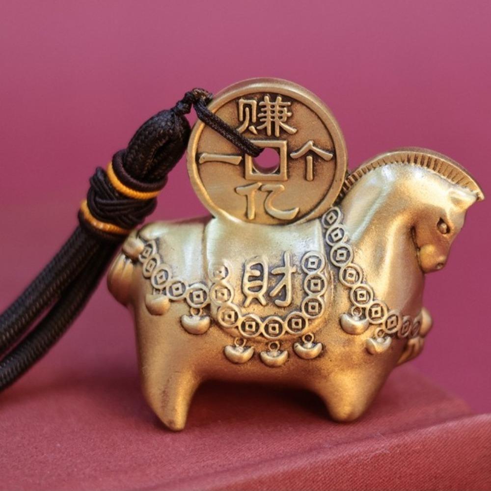 Cute Brass Horse Statue Vintage Style Lucky Horse Figurine Creative Lucky Ornament  Office Decor