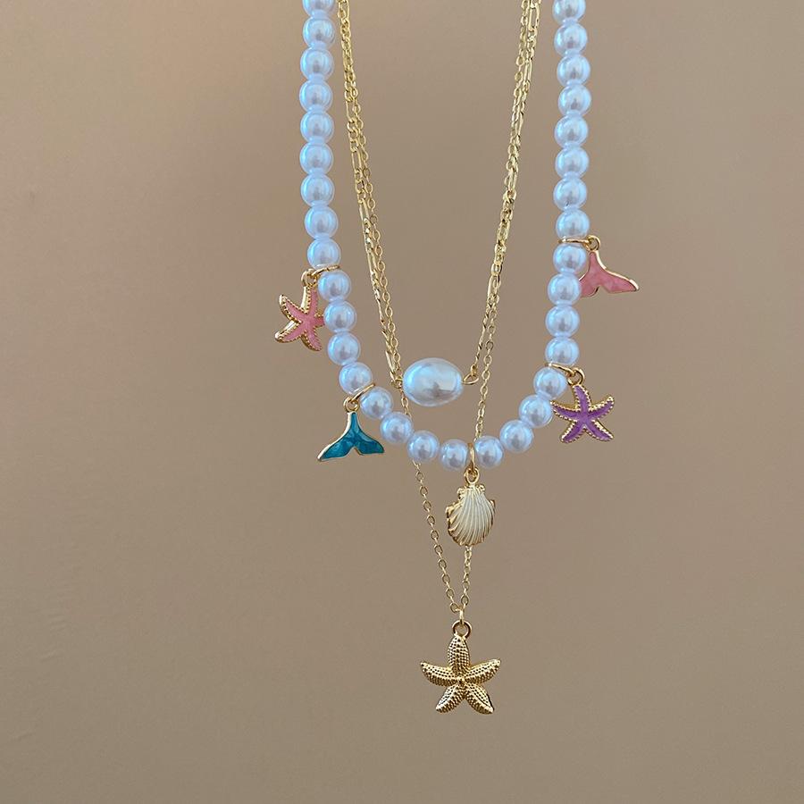 3Pcs Set Trendy Sea Star Shell Pendant Pearl Chain Necklace For Women Boho Charm 2026 New Personalized Neck Jewelry Accessories