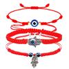 Blue Evil Eye Red String Bracelet Set - Handmade Woven Design