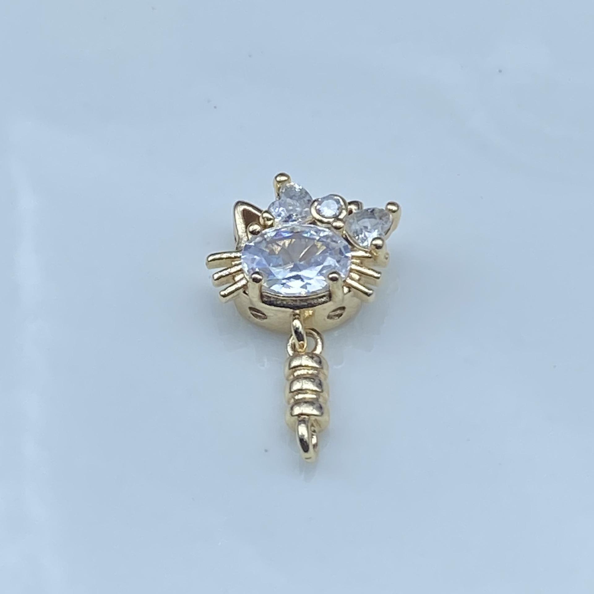 Korean/Japanese Zircon-Inlaid KT Cat Crystal DIY Jewelry Pendant Accessories