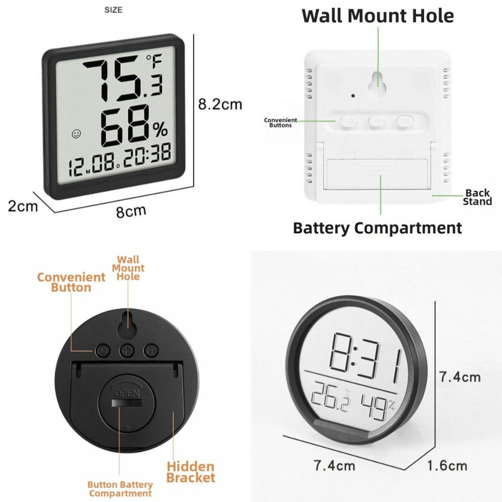 New Magnetic Digital Clock LED Temperature Display Kitchen Alarm Timer Black White Multi-Functional Home Hygrometer Home Use