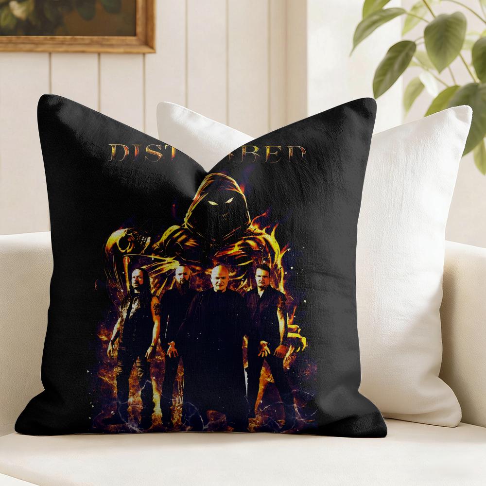 Metal DDisturBedS Band Cushion Cover Eco Linen Pillow Case DoubleSided Print Breathable Durable Zipper Home Decor Gift