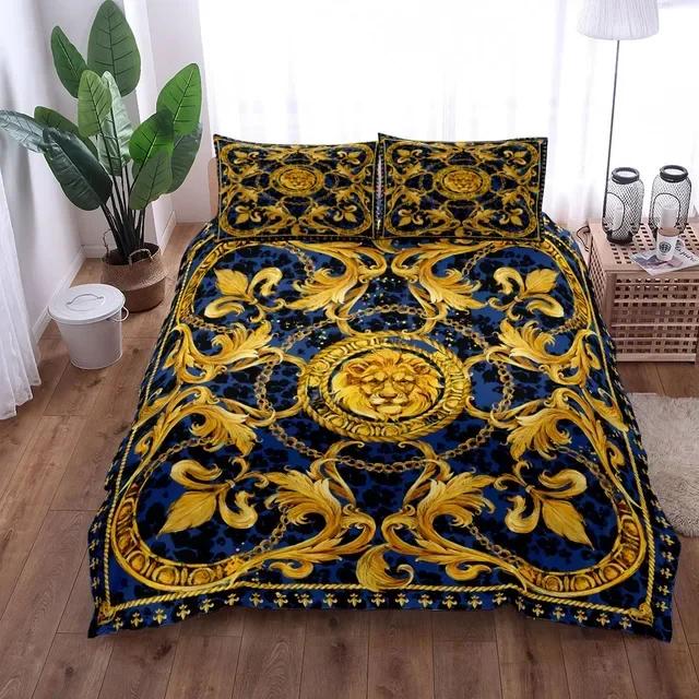 

Luxury Baroque Bedding Sets Black Golden Duvet Cover Set Twin Double Queen King Size Comforter Cover Set For Gift Bed Linen EU Twin(135x200cm)