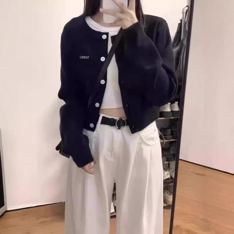 Autumn and winter new slim-fit short knitted cardigan sweater women's lazy style simple versatile top jacket