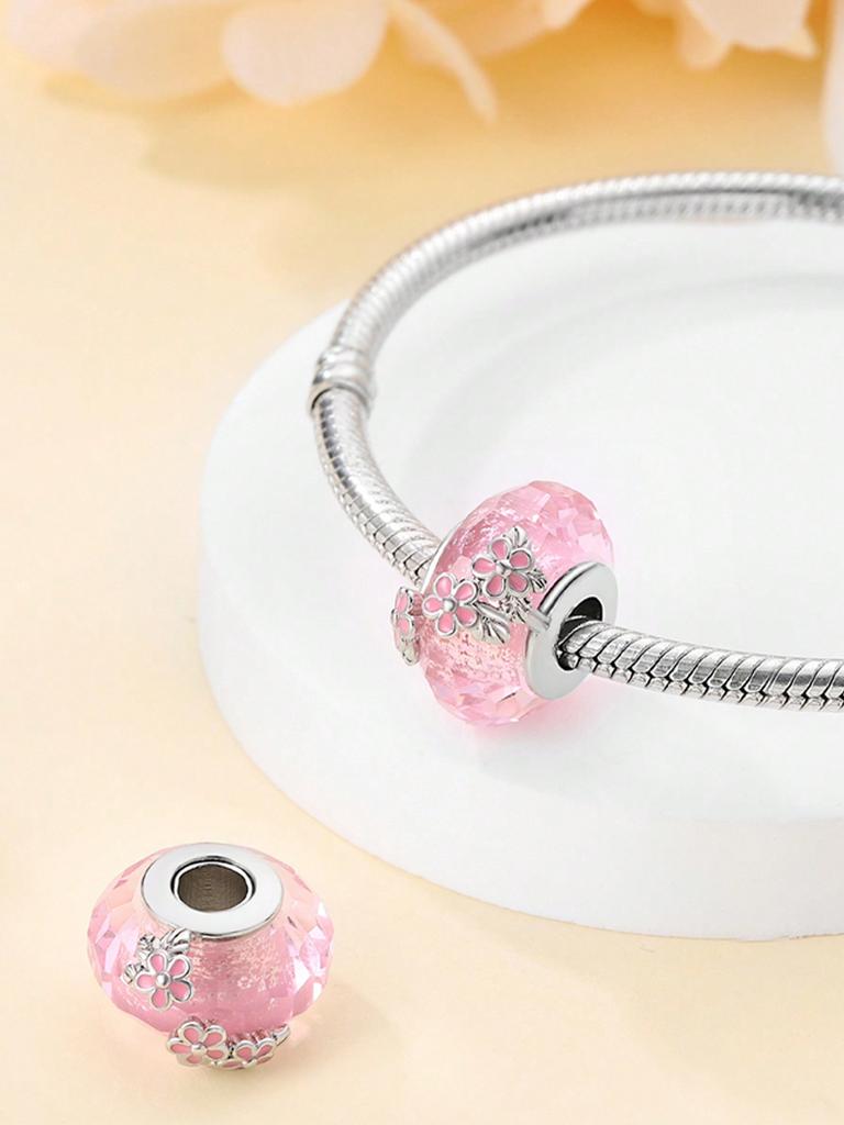 Pink Glass Beads Beads Charm Copper Plated Fit Charms Copperoriginal Bracelet For Jewelry Making Diy Charm