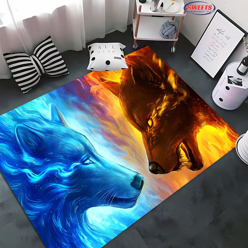 3D HD Wolf Art Carpet for Living Room Bedroom Hallway Long Strip Soft Area Rug Sofa Doormat Home Decor Non-slip Durable Mat Gift
