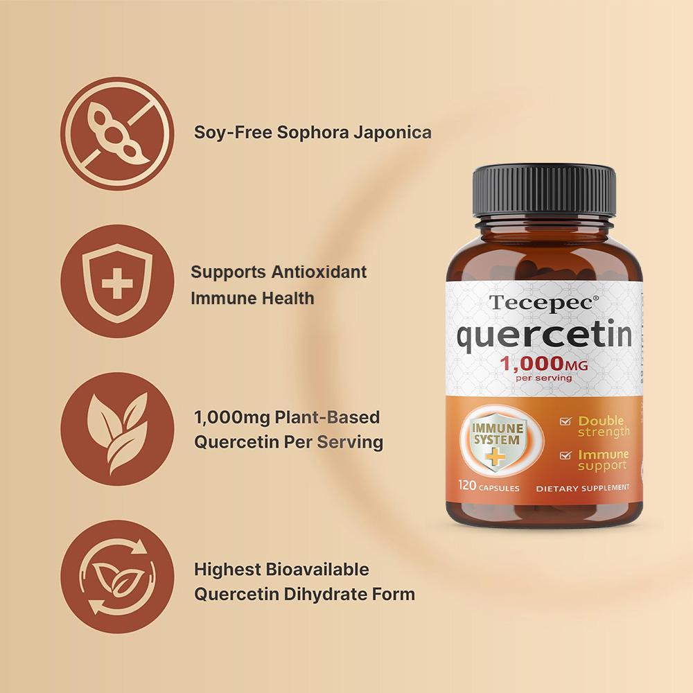 Quercetin Nahrungsergänzungsmittel, 1000 mg pro Portion, 120 Kapseln pro Flasche