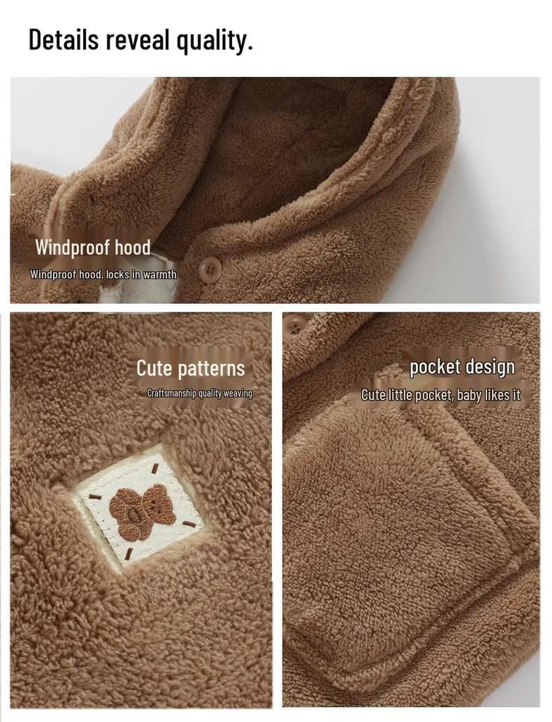 Kids' Winter Coral Fleece Bathrobe - Double-Layer Warm Pajamas for Boys or Girls
