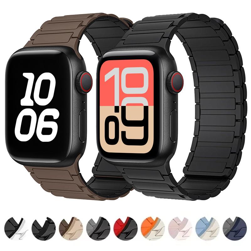 Magnetic Loop For Watch Bands 44mm 40mm 49mm 45mm 41mm 38mm Silicone Bracelet iWatch Series11 10 9 8 7 6 Se Ultra 3 Strap