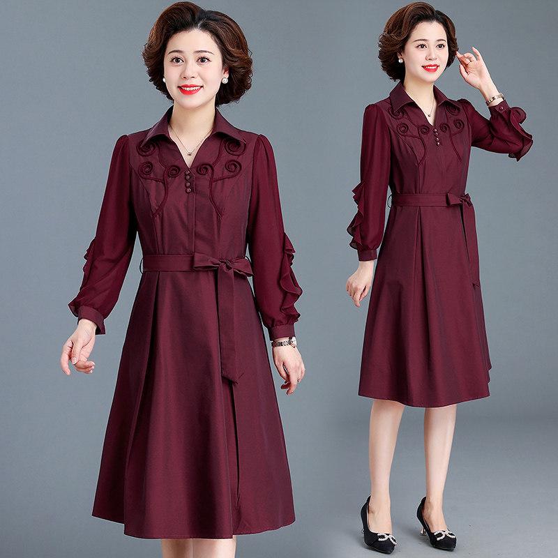 

Elegant Spring Wedding Banquet Dress for Mother-in-law: Stylish 2026 Formal Skirt for Middle-Aged & Elderly Women 3XL (fit for 130-142 jin)
