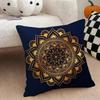 Mandala Style Decorative Cushion Cover Natural Linen Double Sided Print  Throw Pillow Case for Sofa Couch Home Decor