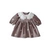 Spitzenrüschenkragen Langarm Stickerei Prinzessinnenkleid für Baby-Mädchen - Frühjahrs-/Herbstkollektion