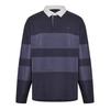 Mens Striped Long-Sleeved Rugby Polo Shirt