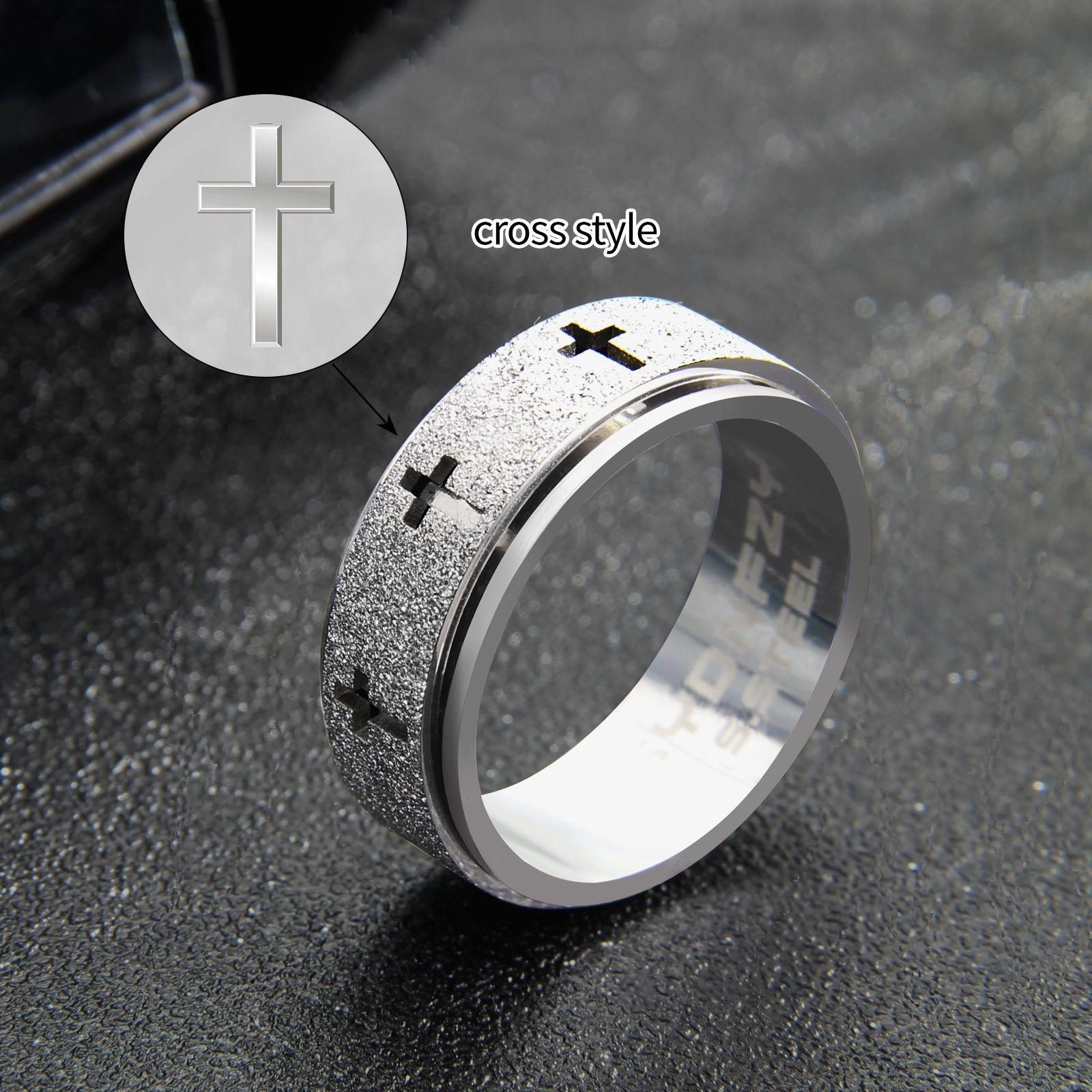 

8mm Rotating Cross Stainless Steel Ring Silver/Gold Anxiety Relief Ring Sizes 7-11 for Wedding Gifts Parties 11 срібний