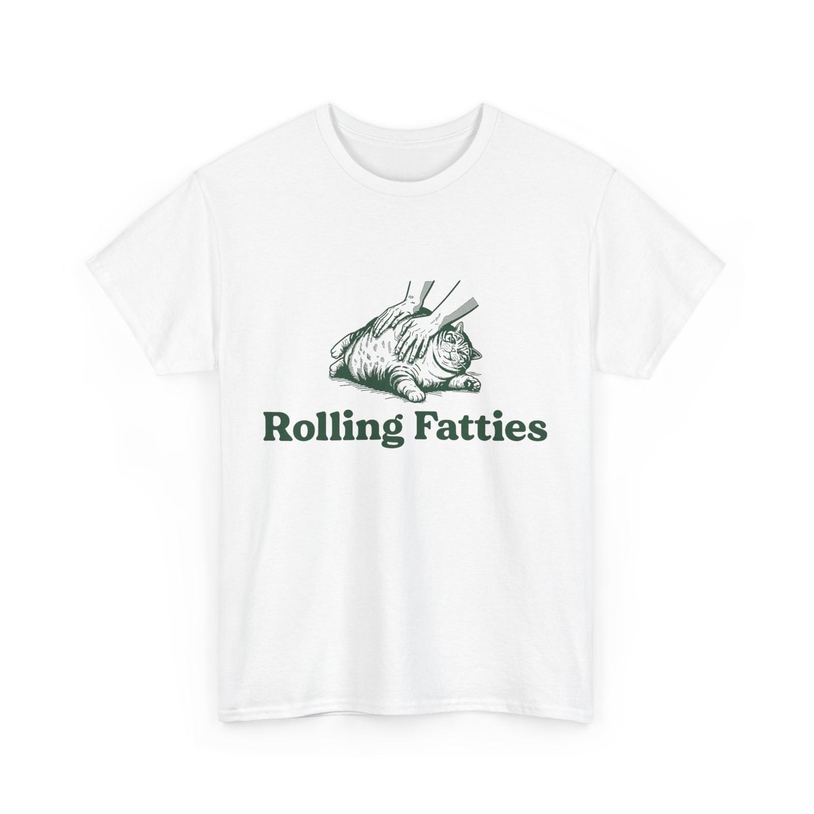 Rolling Fatties Cat Funny Cute Cat Lover Kitten Owner Kitty T-shirt L