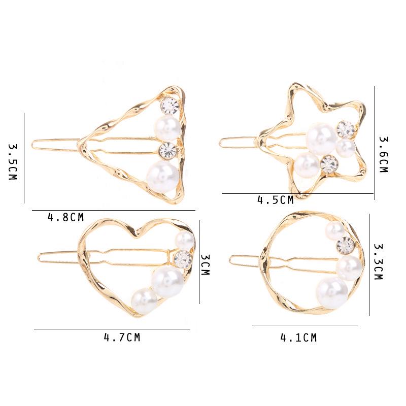 Korean Style Geometric Pearl Hairpin for Bangs