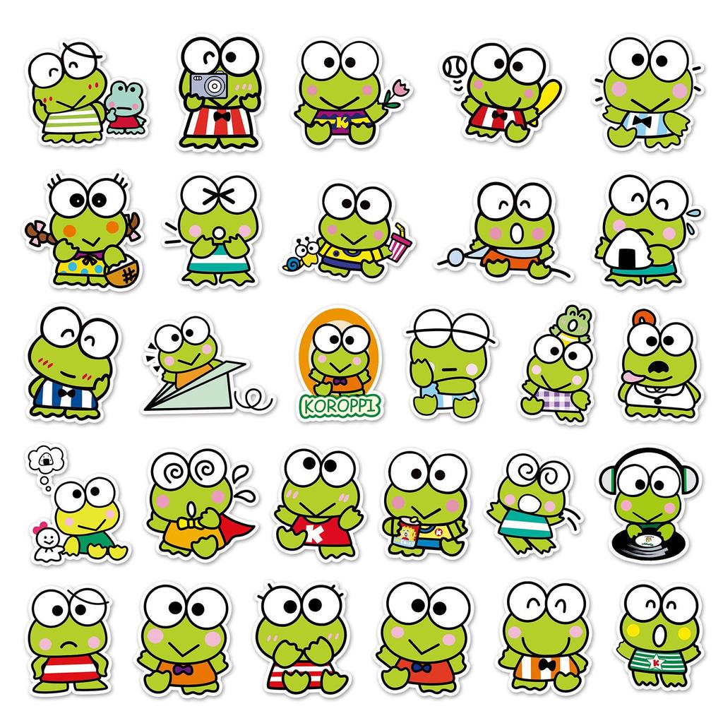 53 Sanrio Keroppi Cartoon Sticker Set for Suitcases, Laptops, and Phones